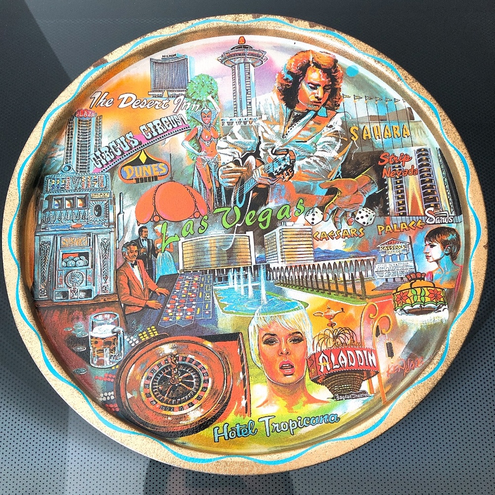 RARE 1960s VINTAGE KEN HAAG LAS VEGAS tin plate